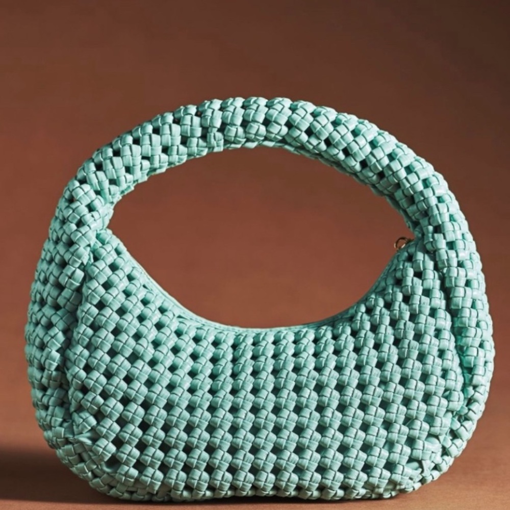 New Anthropologie Turquoise Woven Bag Inez